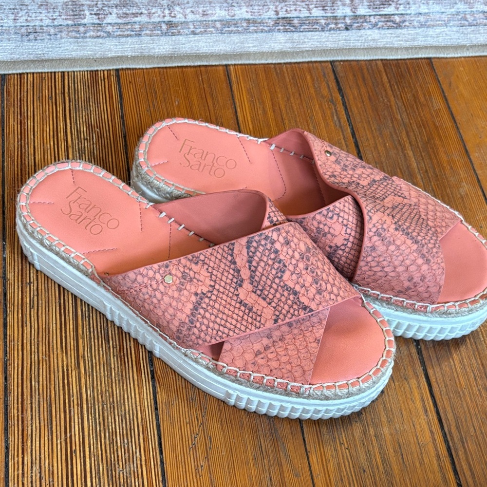 Franco Sarto Coral Espadrille Platform Slides Size 8